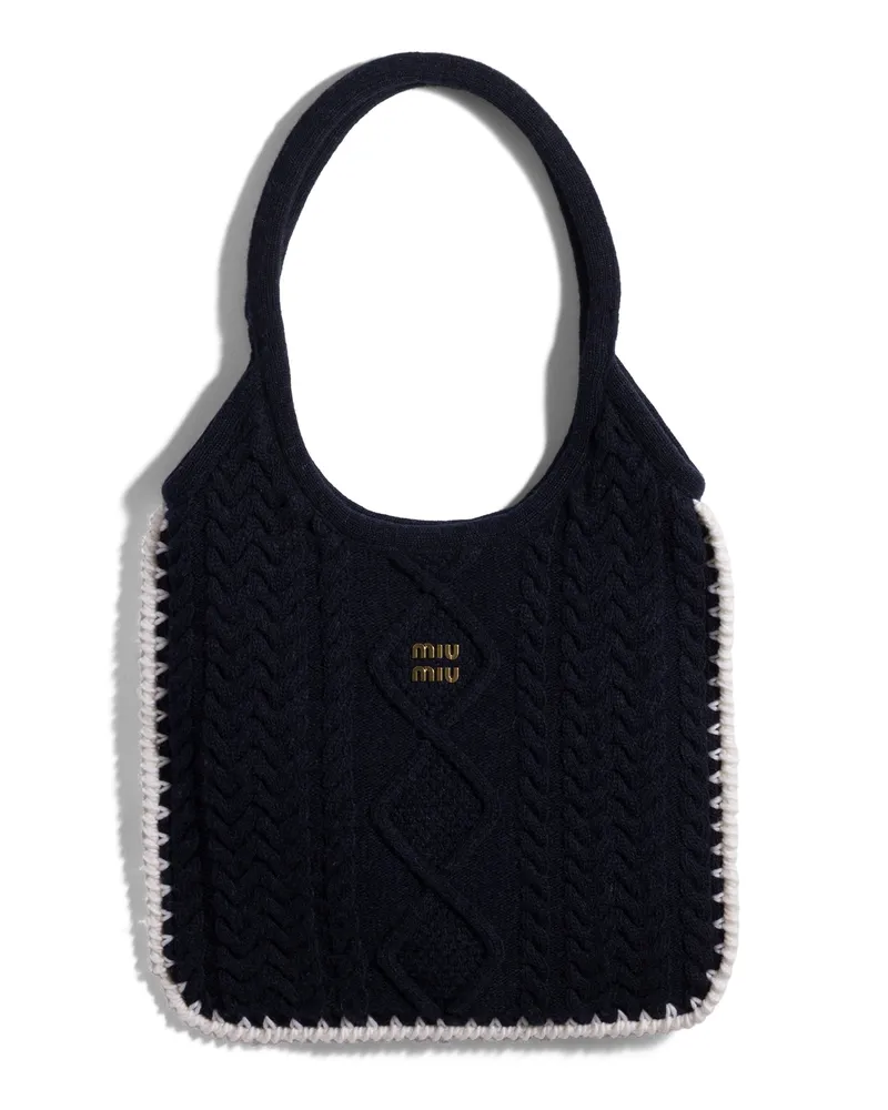 Miu Miu Ivy Tasche Aus Wolle Und Kaschmir, Damen, Blau/weiss Blau
