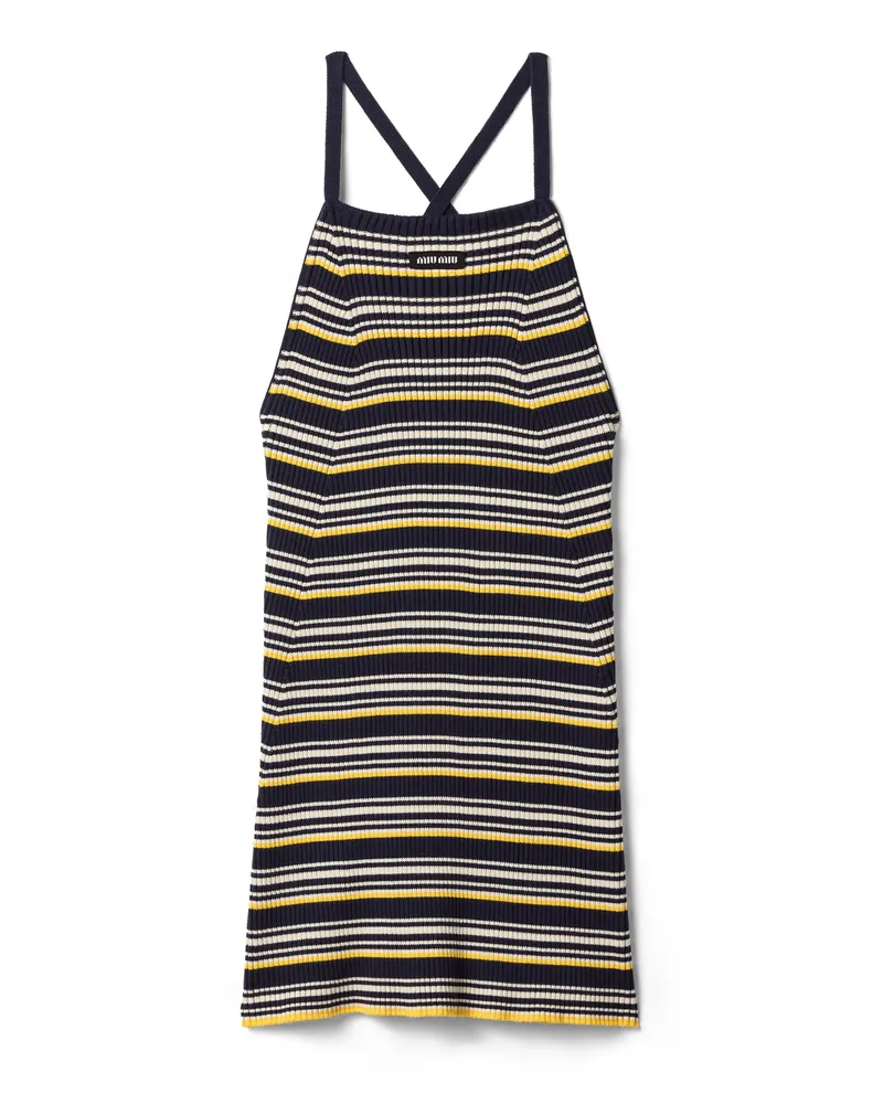 Miu Miu Minikleid Aus Baumwollstrick, Damen, Blau, Größe Blau