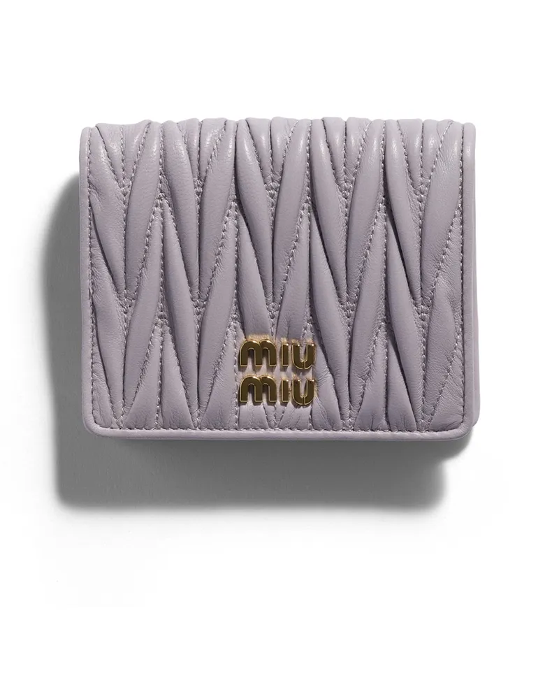 Miu Miu Kleine Geldbörse Aus Matelassé-nappaleder, Damen, Glyzinienblau Glyzinienblau