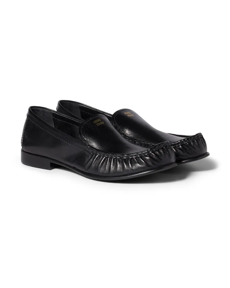Miu Miu Loafer Aus Büffelleder, Damen, Schwarz, Größe Schwarz