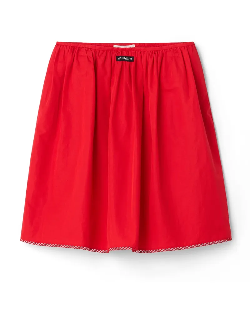 Miu Miu Rock Aus Rauem Popeline, Damen, Rot, Größe Rot