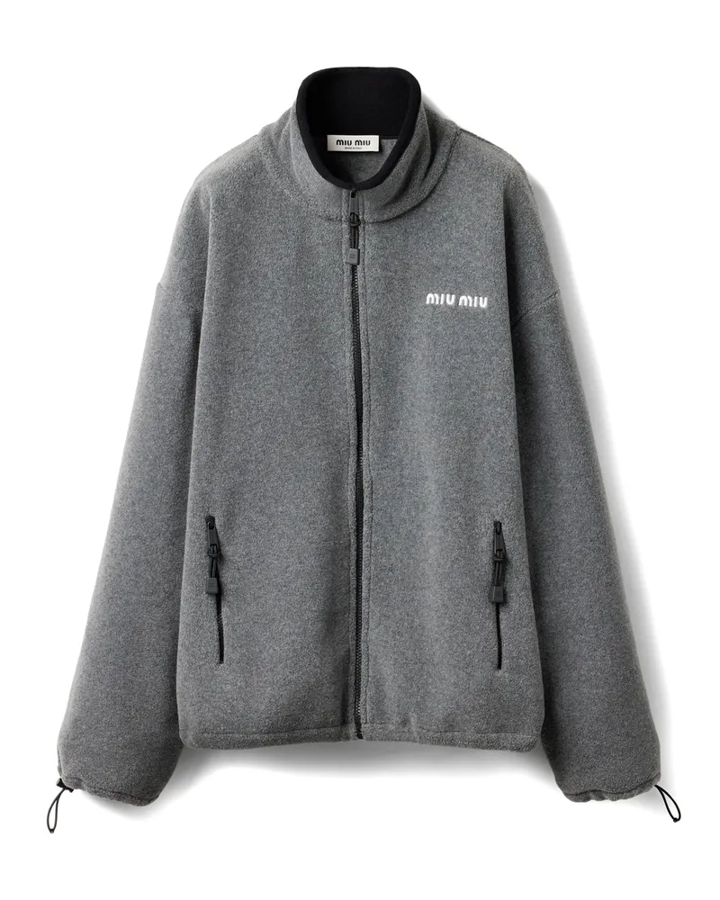 Miu Miu Sweatshirt Aus Fleece, Damen, Grau, Größe Grau