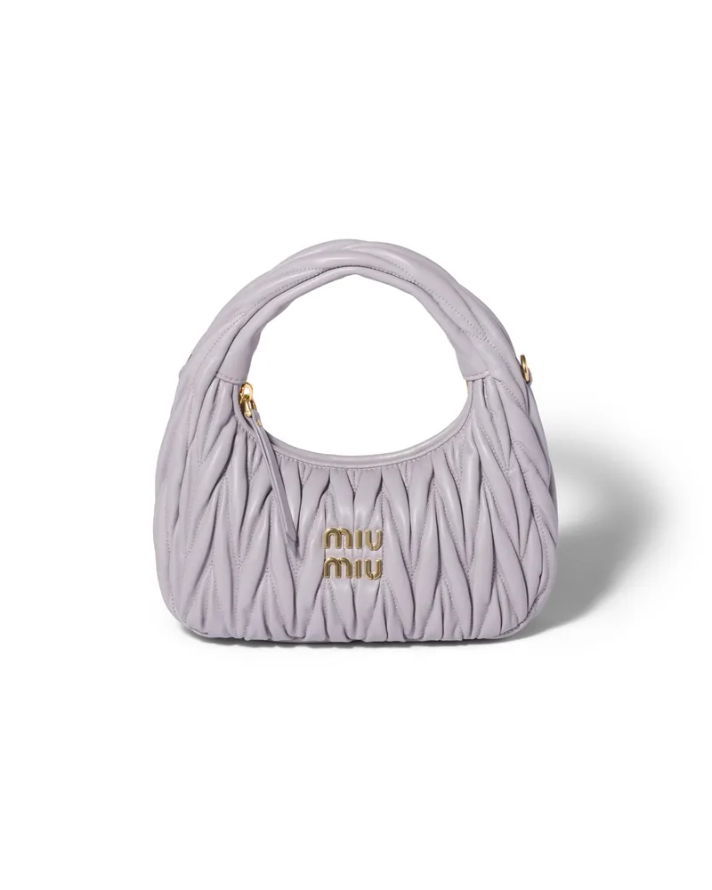 Miu Miu Wander Hobo Bag Aus Matelassé-nappaleder, Damen, Glyzinienblau Glyzinienblau