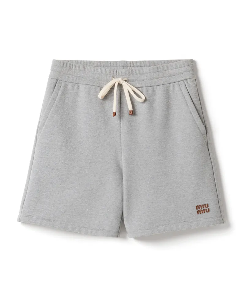 Miu Miu Bermudas Aus Baumwoll-fleece, Damen, Grau, Größe Grau