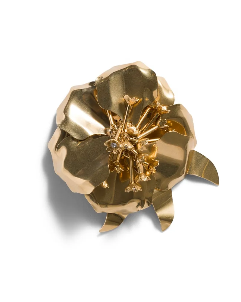 Miu Miu Brosche Aus Metall Mit Kristallen, Damen, Gold/kristall Gold