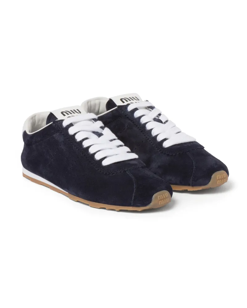 Miu Miu Plume Sneaker Aus Wildleder, Damen, Blau, Größe Blau