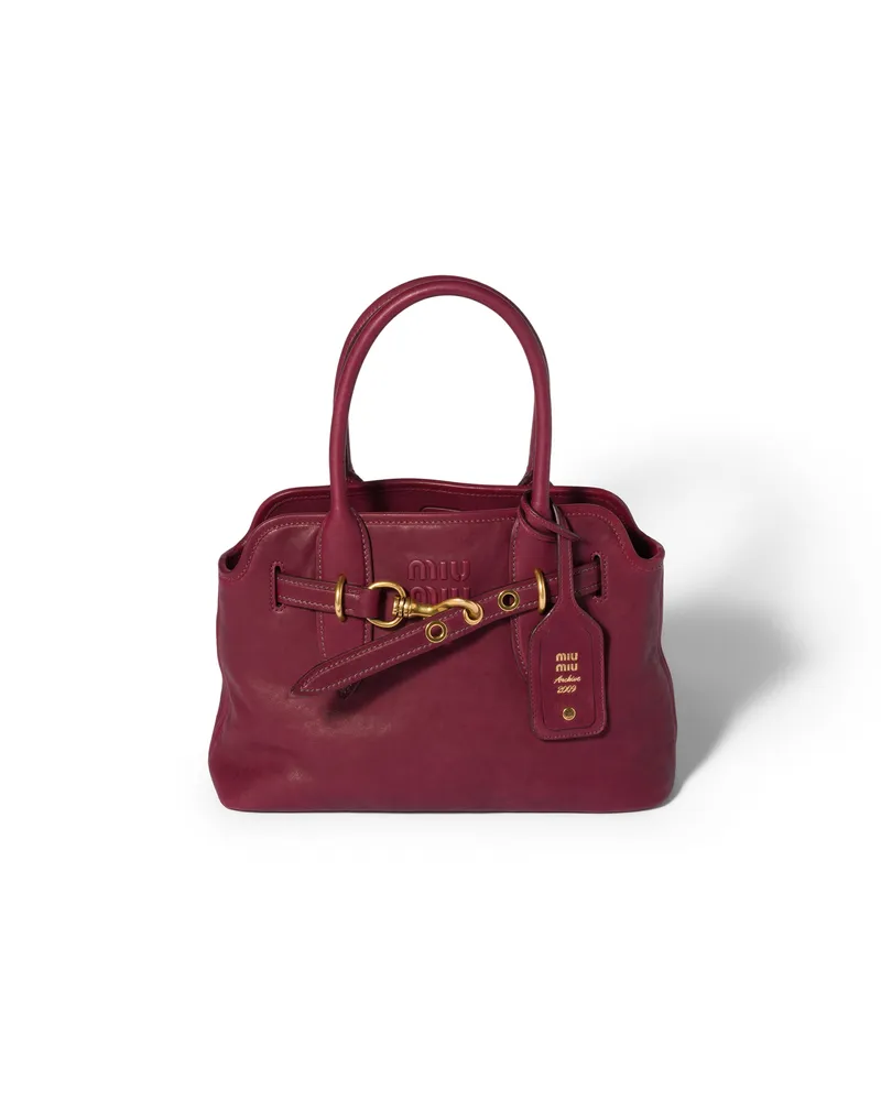 Miu Miu Aventure Tasche Aus Nappa-leder, Damen, Amaranthrot Amaranthrot