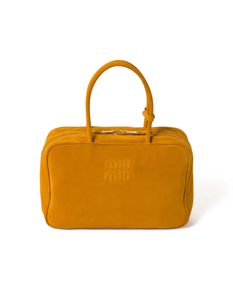 Miu Miu Beau Tasche Aus Wildleder, Damen, Whiskey Whiskey