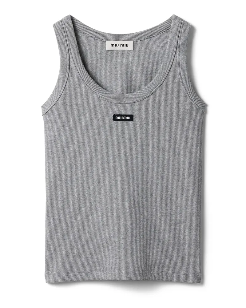 Miu Miu Tanktop Aus Geripptem Jersey, Damen, Grau, Größe Grau
