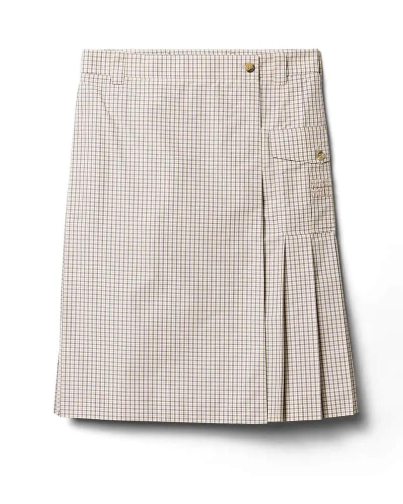 Miu Miu Rock Aus Kariertem Funktionsgewebe, Damen, Sandbeige, Größe Sandbeige