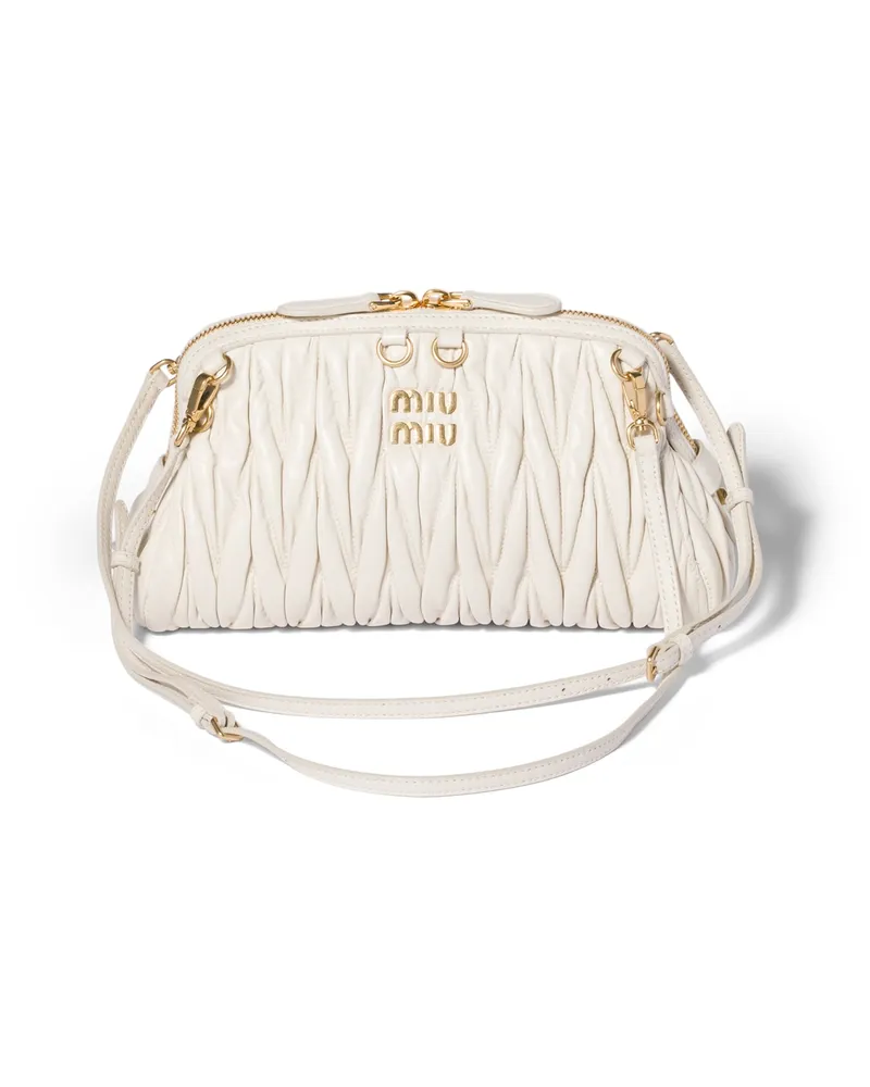 Miu Miu Caprice Clutch Aus Matelassé-nappaleder, Damen, Weiss Weiss