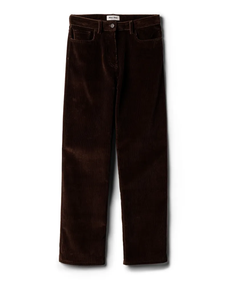 Miu Miu Hose Aus Cord, Damen, Kakaobraun, Größe Kakaobraun