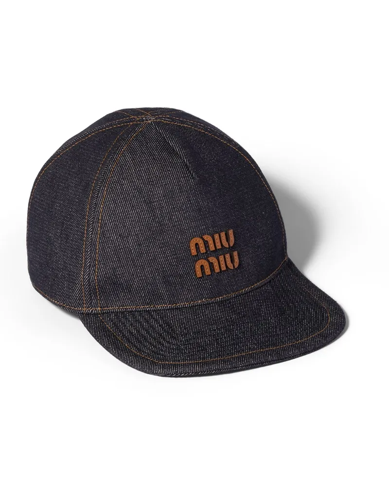 Miu Miu Baseballkappe Aus Denim, Damen, Blau/brandy, Größe Blau