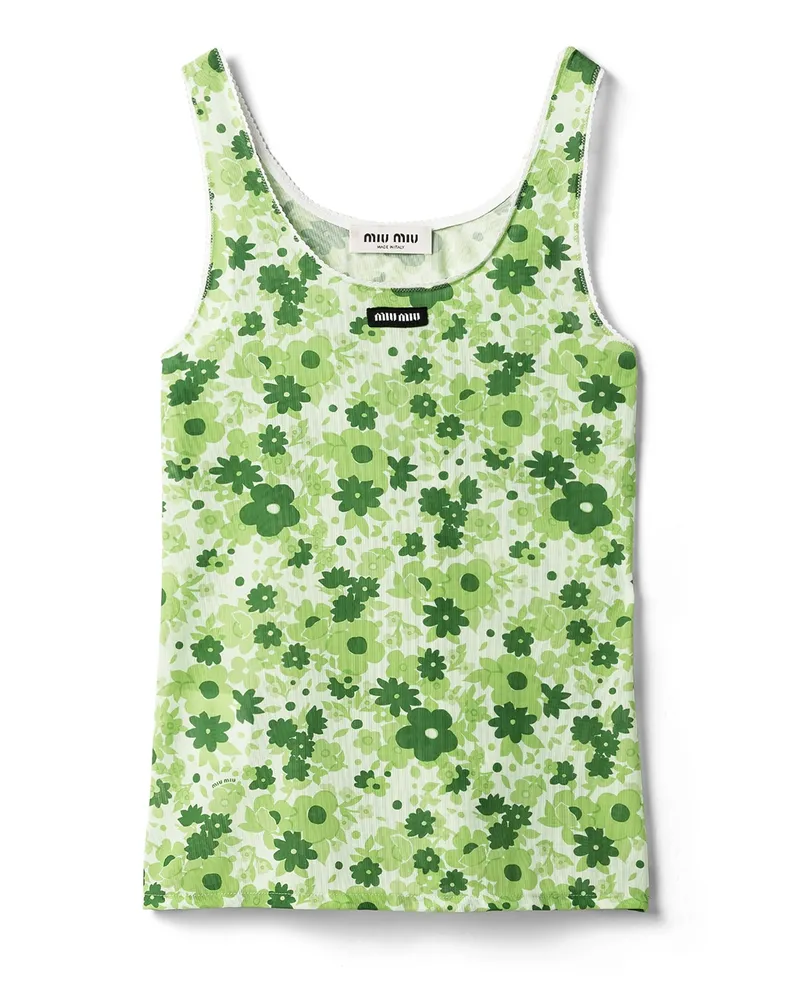 Miu Miu Tanktop Aus Stretchstoff, Damen, Grün, Größe Grün