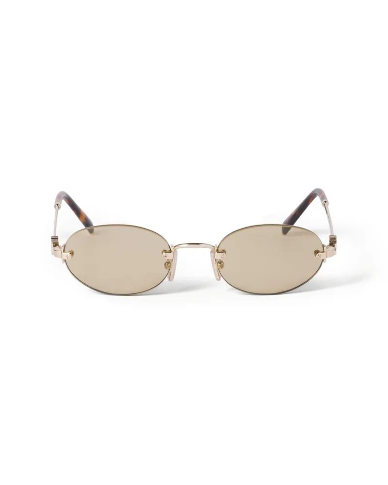 Miu Miu Logo Sonnenbrille, Damen, Kamillefarbene Gläser Kamillefarbene