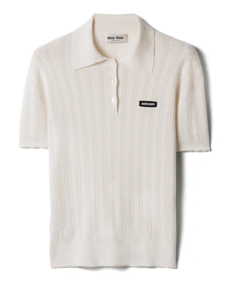Miu Miu Polo-pullover Aus Kaschmir Und Seide, Damen, Weiss, Größe Weiss