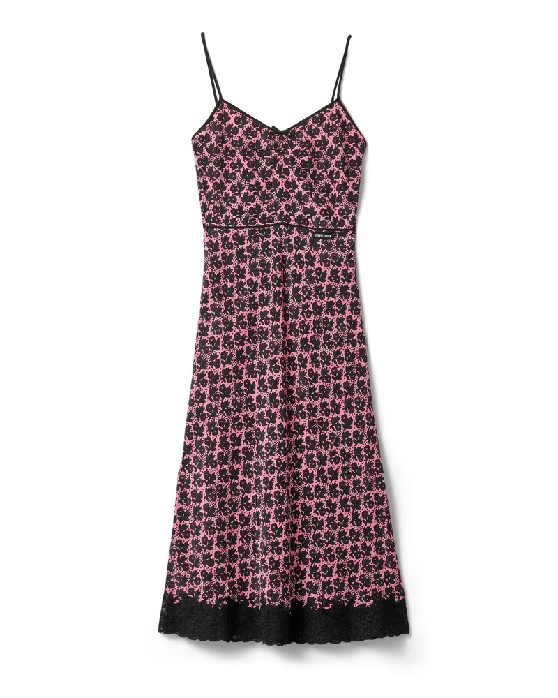 Miu Miu Kleid Aus Crêpe De Chine , Damen, Rosa/schwarz, Größe Rosa