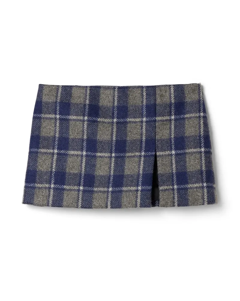 Miu Miu Karierter Minirock, Damen, Schiefer/hellblau, Größe Schiefer