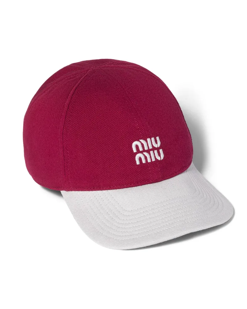 Miu Miu Baseballkappe Aus Drillich, Damen, Kirsche/wolke, Größe Kirsche