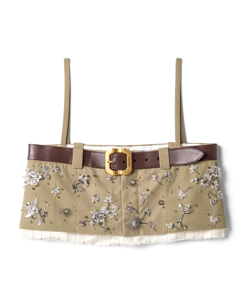 Miu Miu Besticktes Chino-top, Damen, Khaki, Größe Khaki