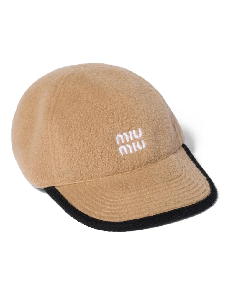 Miu Miu Baseballkappe Aus Fleece, Damen, Kamelbraun, Größe Kamelbraun