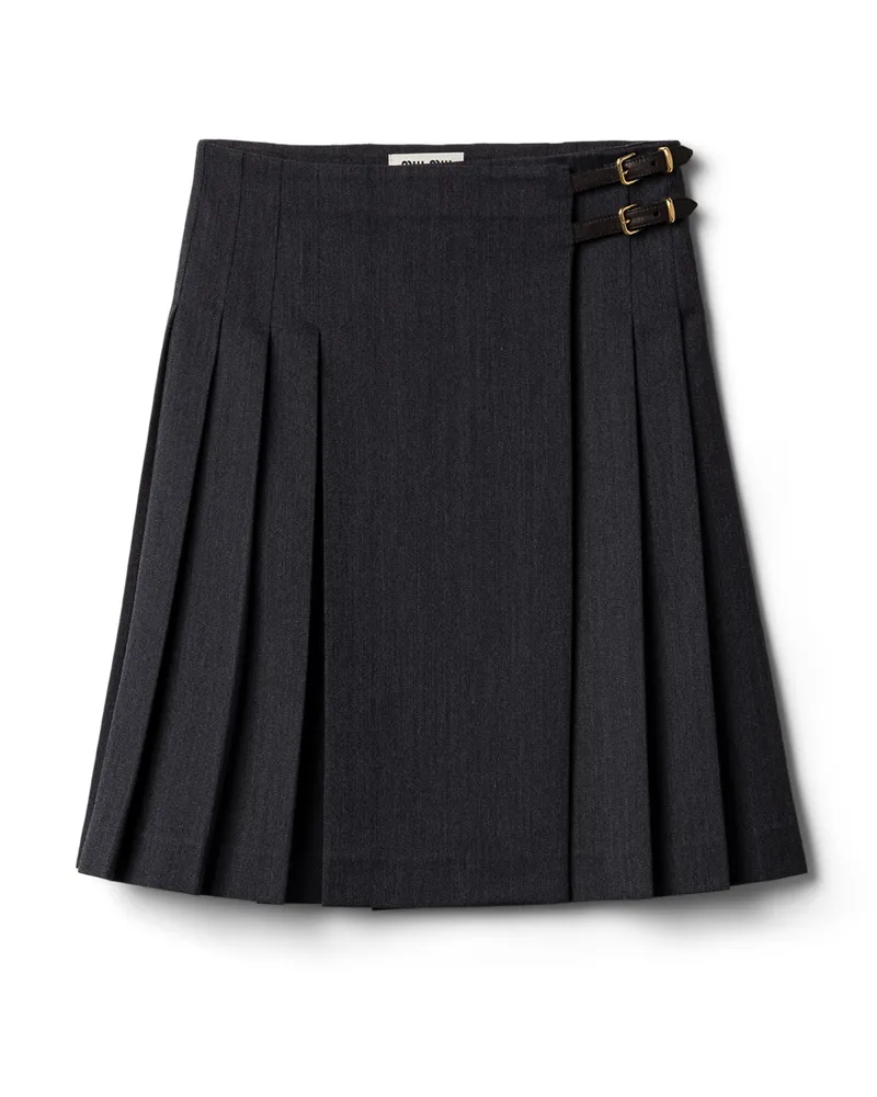 Miu Miu Faltenrock Aus Twill, Damen, Anthrazitgrau, Größe Anthrazitgrau