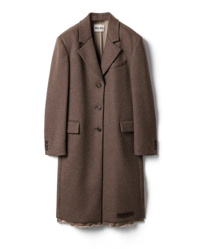 Miu Miu Einreihiger Mantel Aus Stoff, Damen, Dunkelbraun, Größe Dunkelbraun
