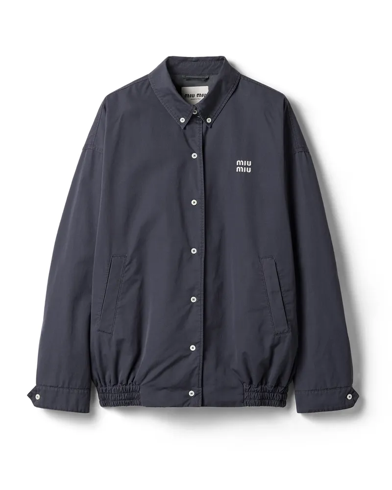 Miu Miu Blousonjacke Aus Popeline Mit Old-effekt, Damen, Rauchgrau, Größe Rauchgrau