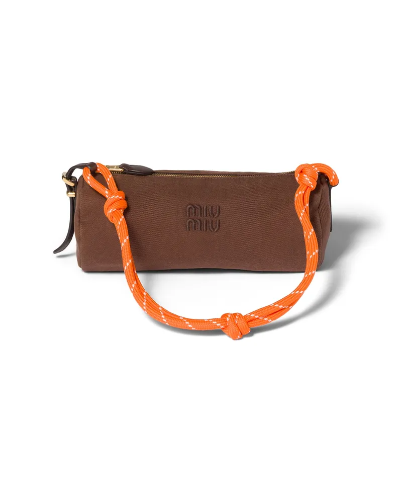 Miu Miu Pouch  Aus  Gabardine, Damen, Kakaobraun/orange Kakaobraun
