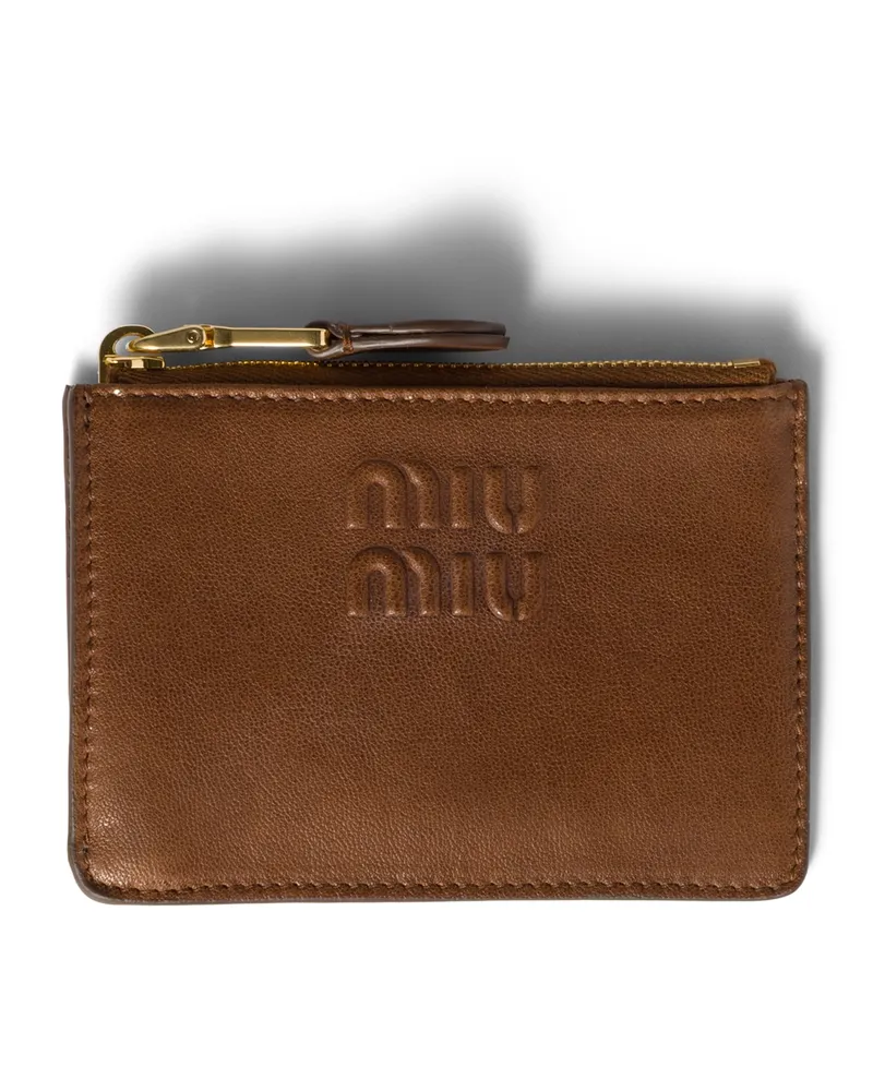 Miu Miu Kartenetui Aus Nappa-leder, Damen, Eiche Eiche
