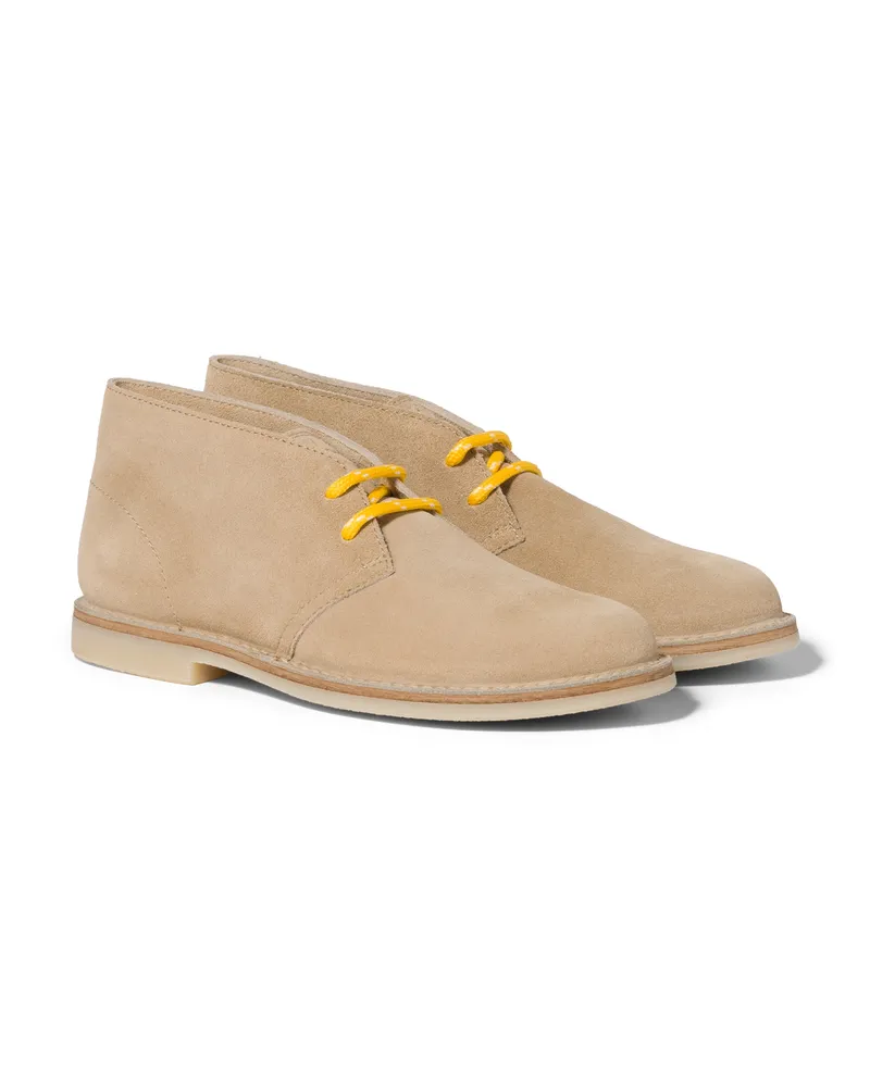 Miu Miu Chukka-boots Aus Verblasstem Wildleder, Damen, Ecru, Größe Ecru