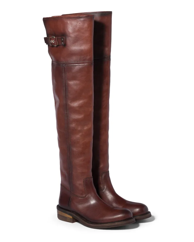Miu Miu Stiefel Aus Leder, Damen, Kaffeebraun, Größe Kaffeebraun