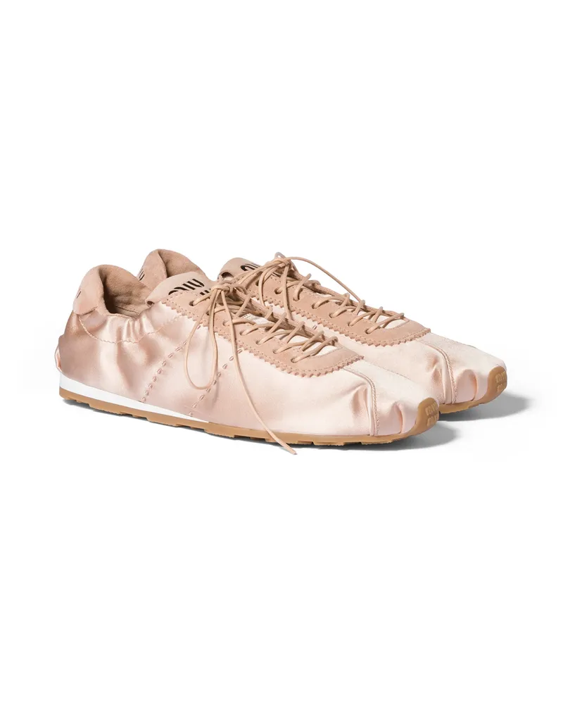 Miu Miu Plume Sneaker Aus Satin, Damen, Puderrosa, Größe Puderrosa