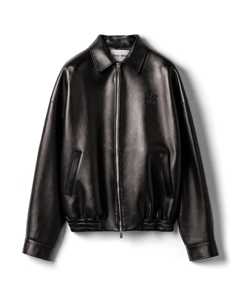 Miu Miu Jacke Aus Plongé-nappa-leder, Damen, Schwarz, Größe Schwarz