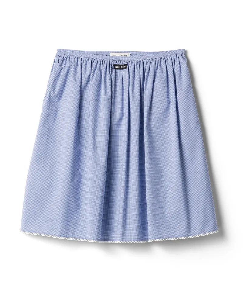 Miu Miu Rock Mit Vichy-karo, Damen, Weiss/hellblau, Größe Weiss