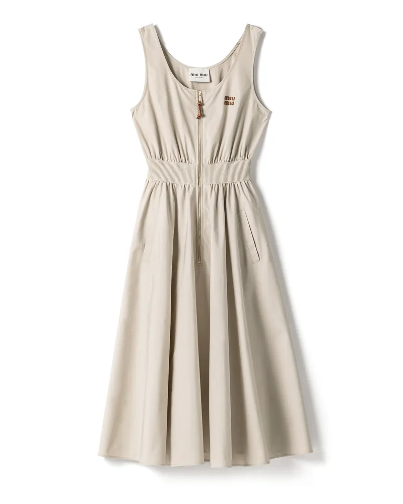 Miu Miu Kleid Aus Panama-baumwolle, Damen, Kalkstein, Größe Kalkstein