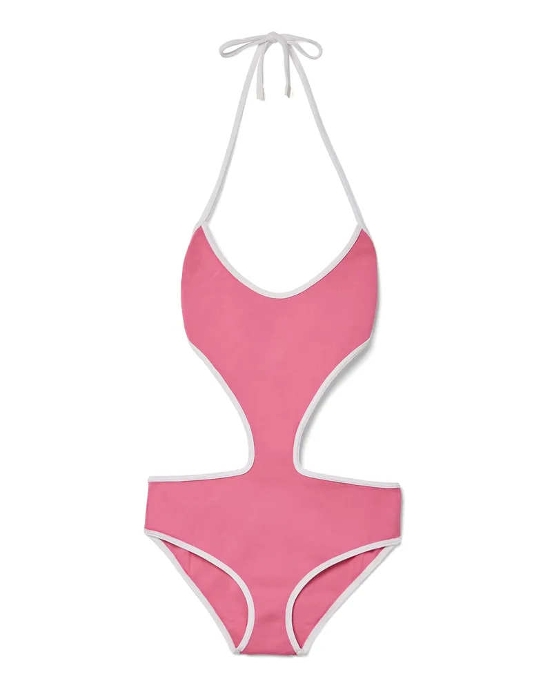 Miu Miu Badeanzug Aus Technischem Strick, Damen, Rosa/weiss, Größe Rosa
