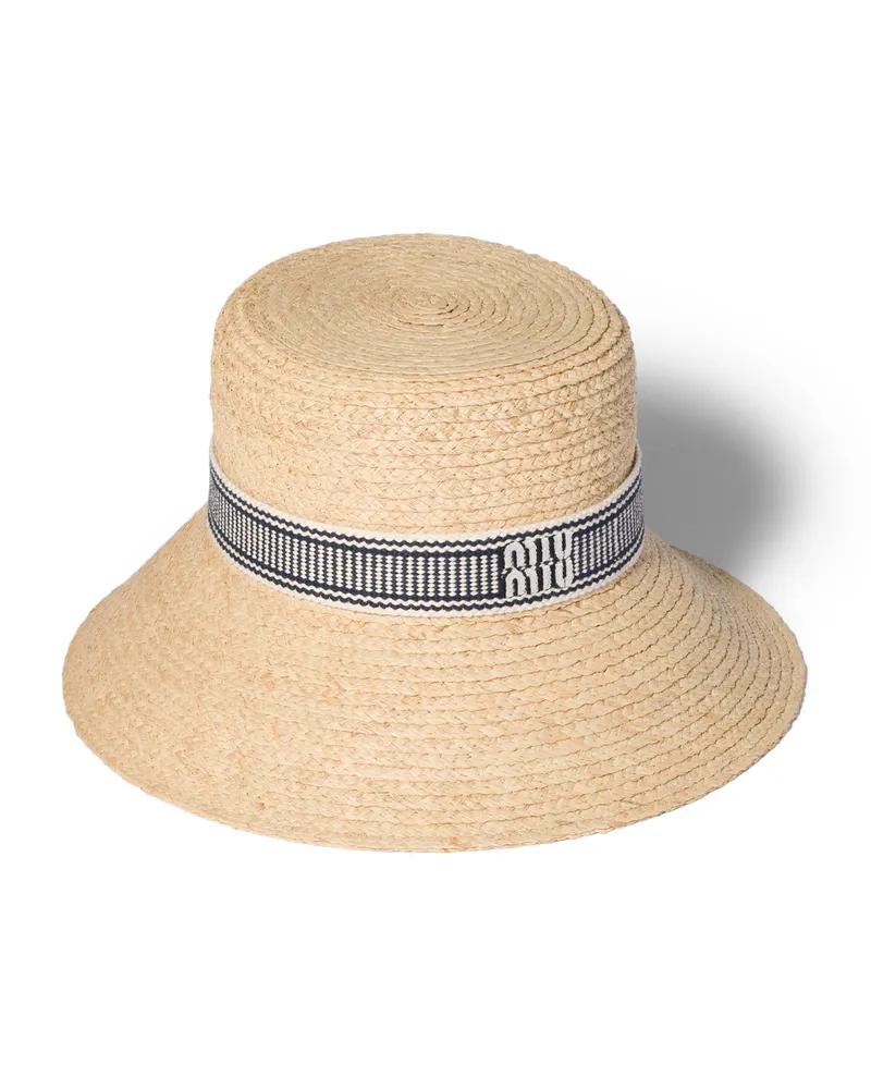 Miu Miu Hut Aus Raphiabast, Damen, Natur/blau, Größe Natur