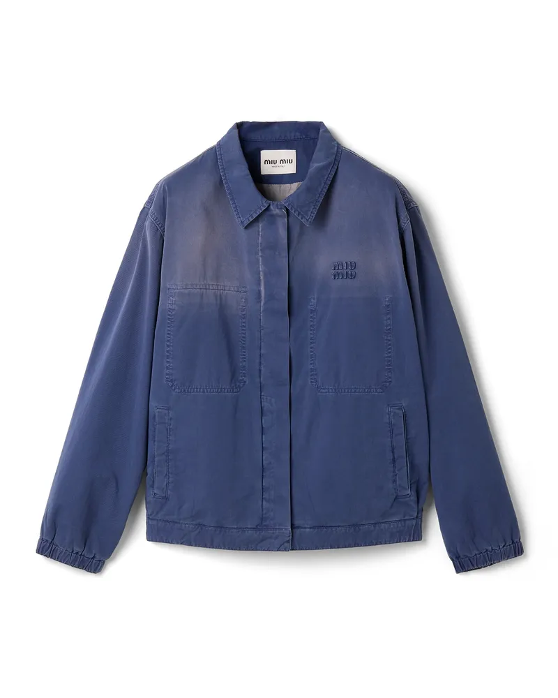 Miu Miu Garment-dyed Blousonjacke Aus Twill, Damen, Uniformblau, Größe Uniformblau