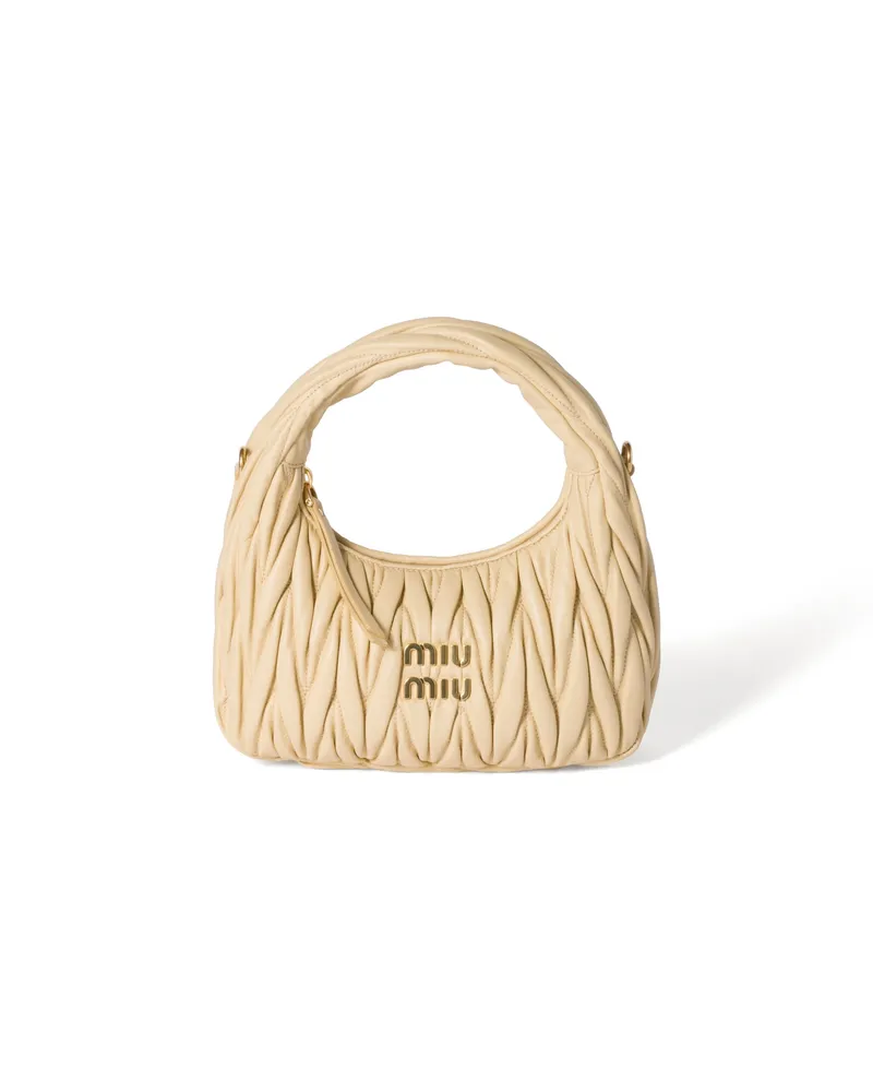 Miu Miu Wander Hobo Bag Aus Matelassé-nappaleder, Damen, Sojagrün Sojagrün