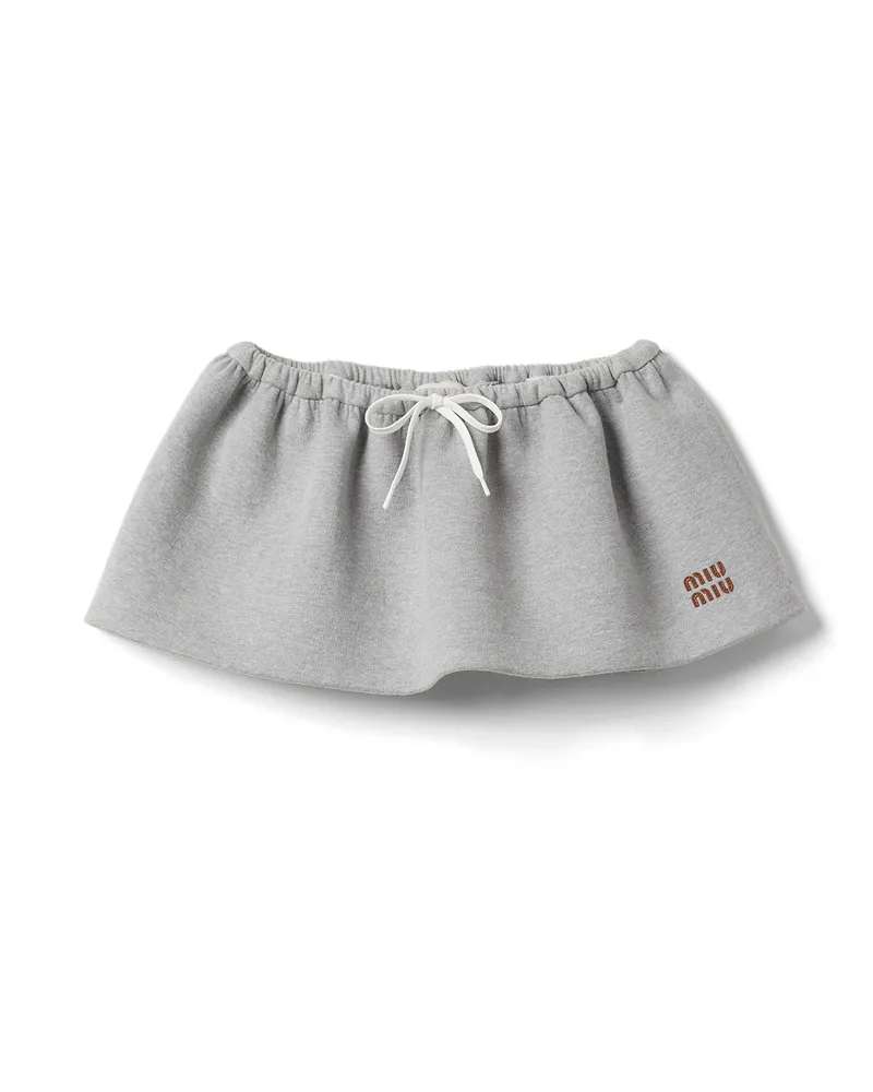Miu Miu Gepolsterter Minirock Aus Baumwollfleece, Damen, Grau, Größe Grau