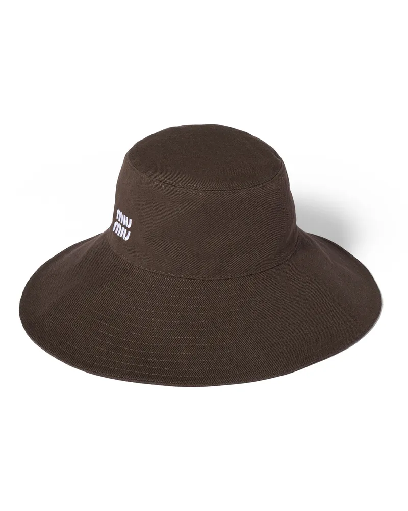 Miu Miu Hut Aus Denim, Damen, Dunklebrown/iris, Größe Dunklebrown
