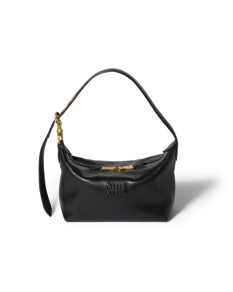 Miu Miu Spirit Tasche Aus Nappaleder, Damen, Schwarz Schwarz