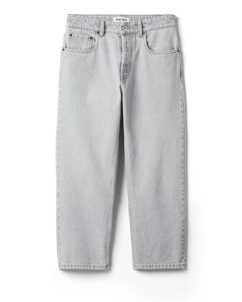 Miu Miu Five-pocket-jeans Aus Denim, Damen, Grau, Größe Grau