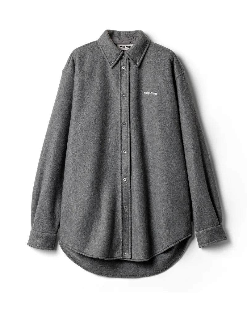 Miu Miu Hemd Aus Fleece, Damen, Grau, Größe Grau