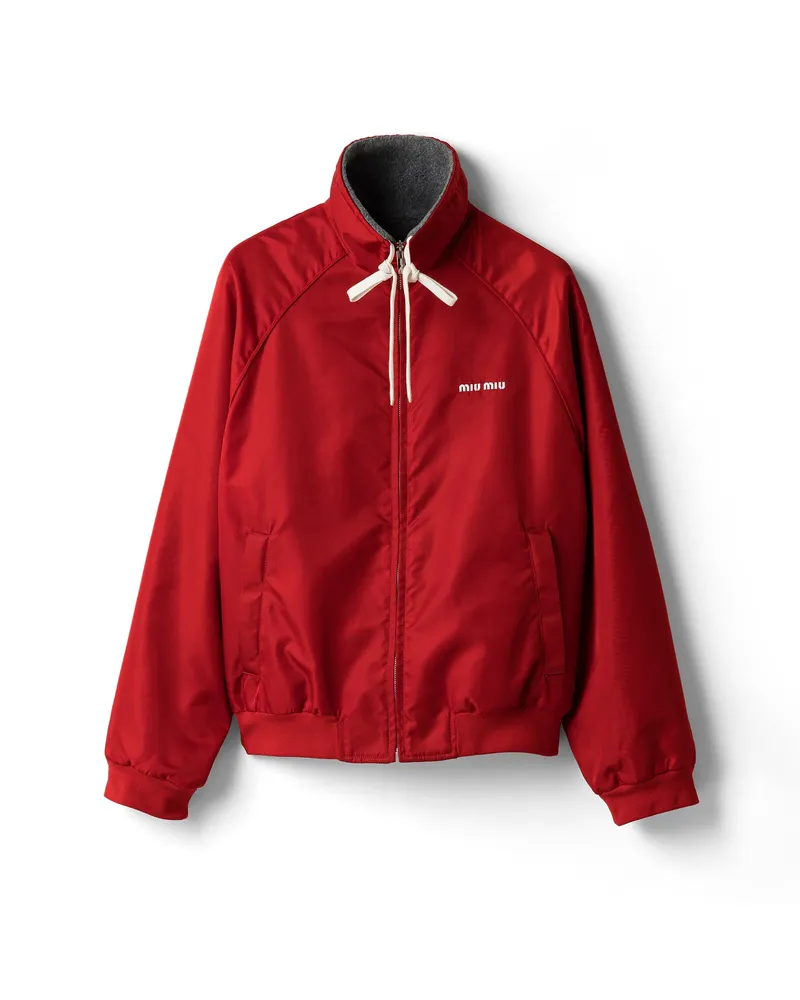 Miu Miu Bomberjacke Aus Technischer Gaze Und Fleece , Damen, Rot, Größe Rot