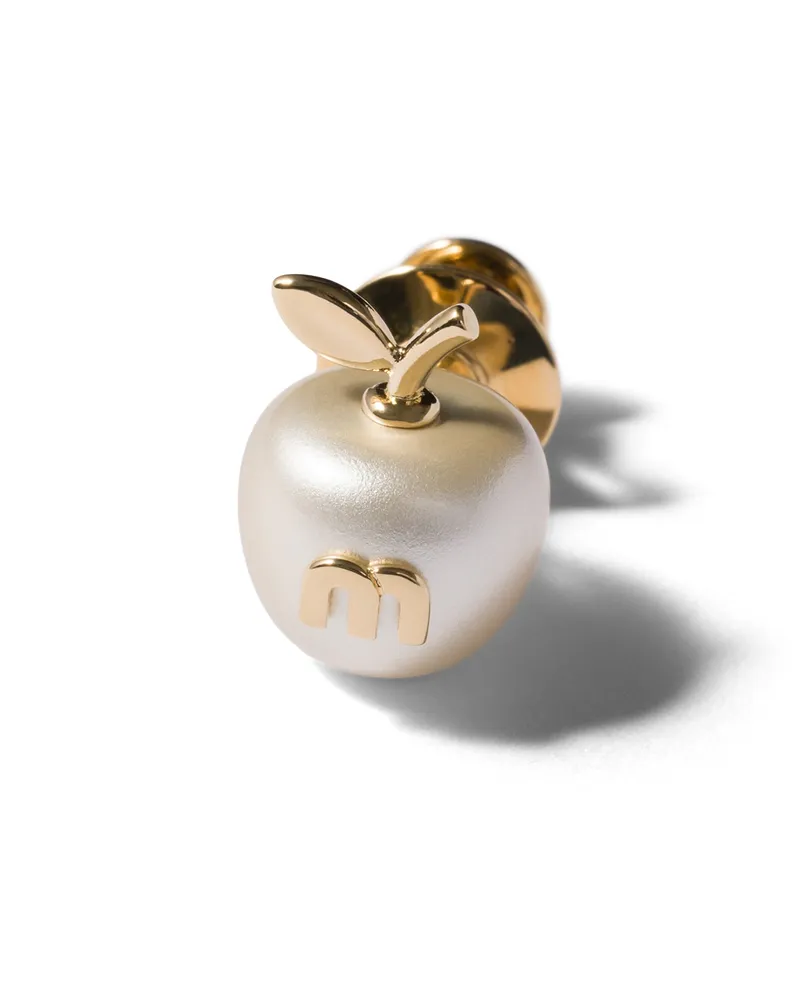 Miu Miu Brosche Aus Metall, Damen, Gold/cremeweiss Gold