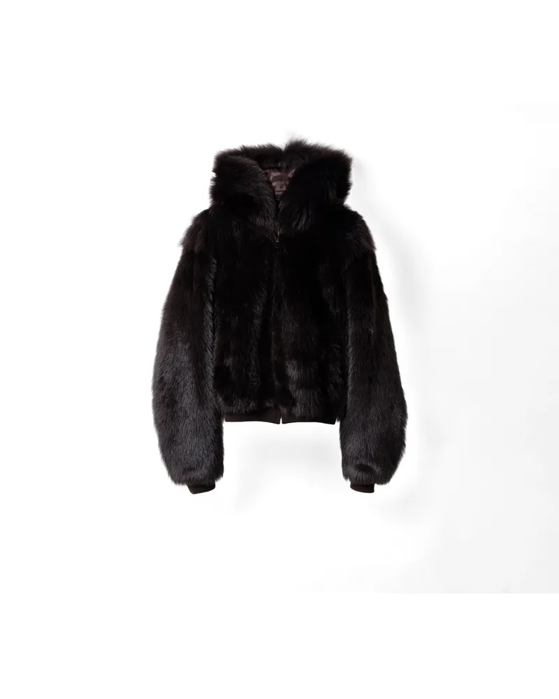 Miu Miu Kapuzenjacke Aus Lammfell, Damen, Dunkelbraun, Größe Dunkelbraun
