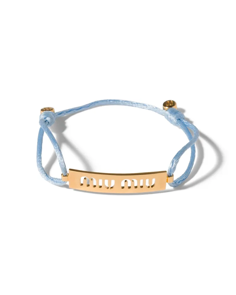 Miu Miu Armband Aus Metall Und Kordel, Damen, Gold/himmelblau Gold