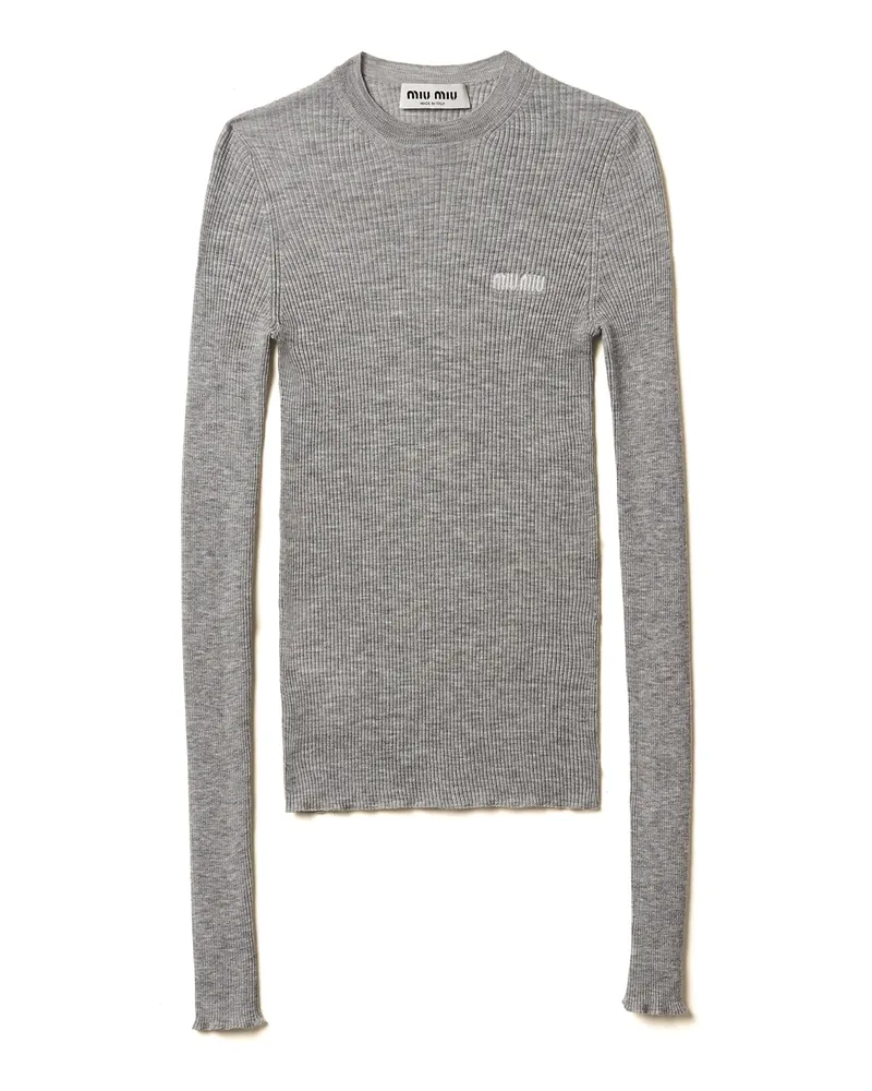 Miu Miu Pullover Aus Kaschmir Und Seide, Damen, Grau, Größe Grau
